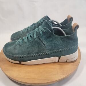 Clarks Trigenic Flex   Sneakers Shoes Men 10 Teal white Suede, Vibram soles